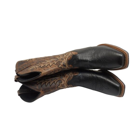 Laredo Men's 10" Cowboy Square Toe Leather Western Boots Brown/Black Size 9D - Picture 4 of 8